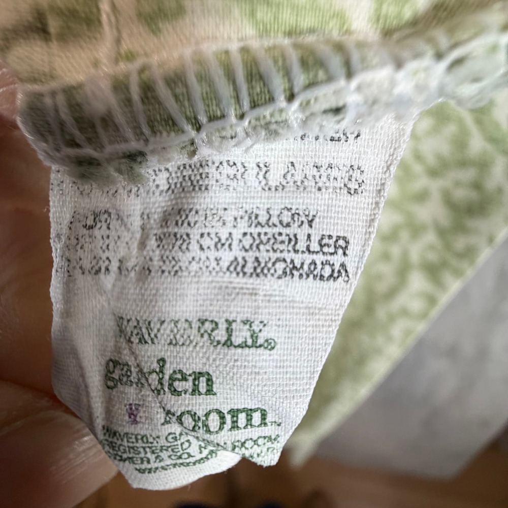 Waverly Garden Room Standard Pillowcases Set of 2 Sage Green Floral Cotton Piped - Picture 4 of 9